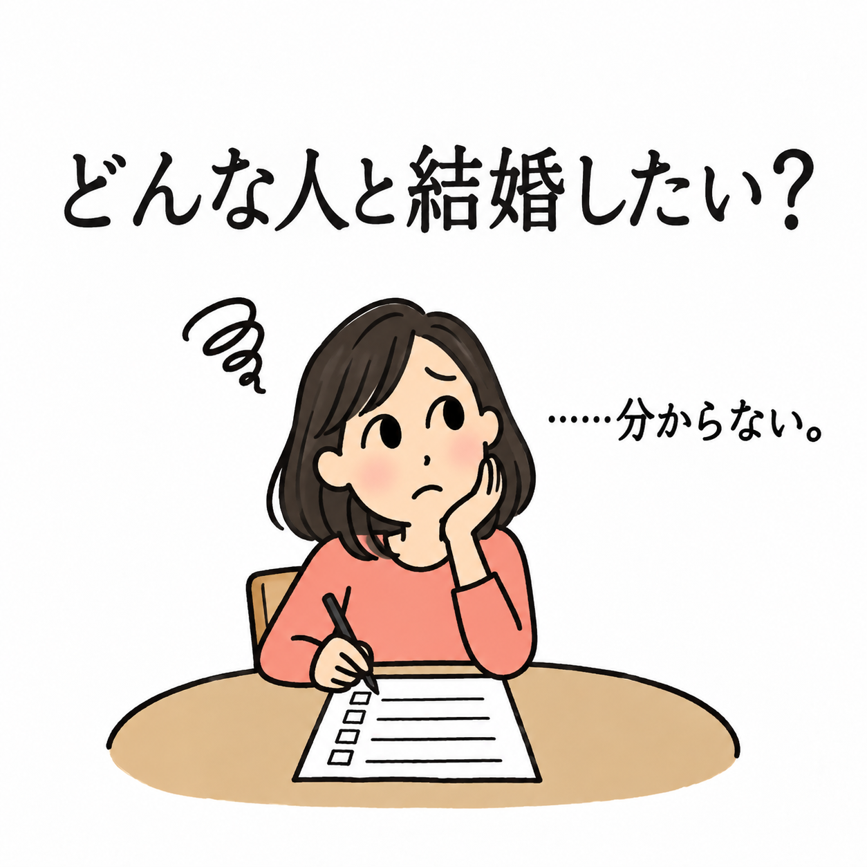 どんな人と結婚したいかと問われ、答えが分からず悩む女性